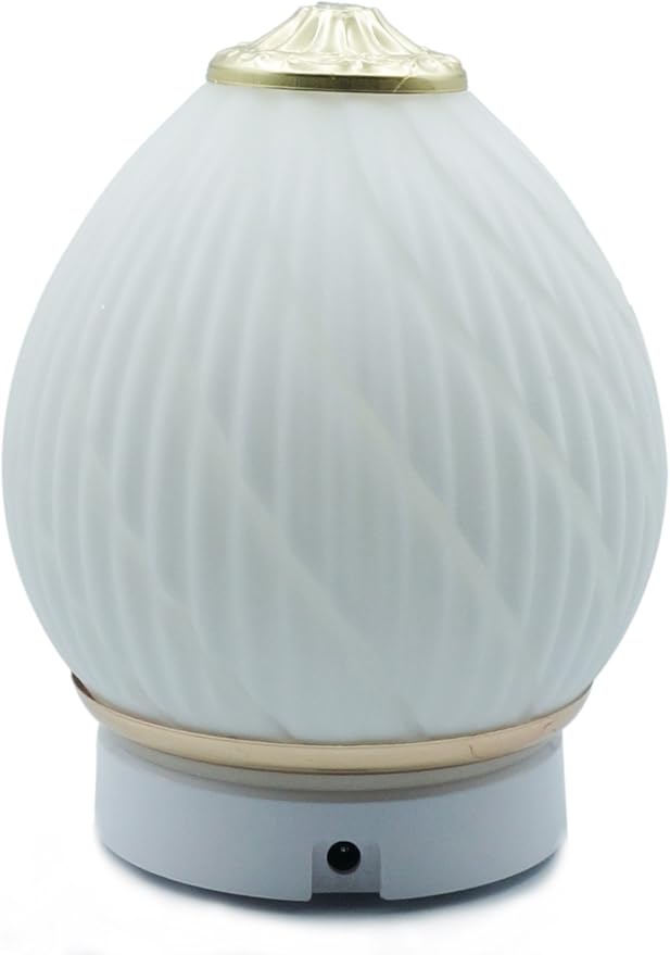 Aroma Diffuser Ultrasonic Essential Oil Aromatherapy Diffusers Stress Relaxing Ceramic Humidifier Adjustable Mist Mode Waterless Auto Shut-Off for Office Home Baby Study Yoga Spa White (Gold)
