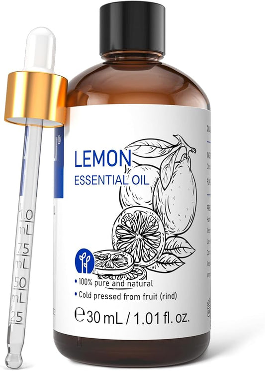 HIQILI Lemon Essential Oil, 100% Pure Undiluted for Cleaning, Skin, Diffuser - 1 Fl Oz/30ML
