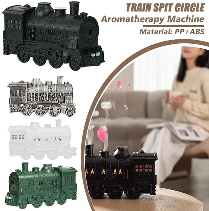Vintage Steam Train Aromatherapy Essential Oil Diffuser Humidifier,300ML Train Diffusers for Essential Oils with Remote with Dual-Color LED Light,Ultra-Quiet and Auto Shut-Off for Home Office (Green)
