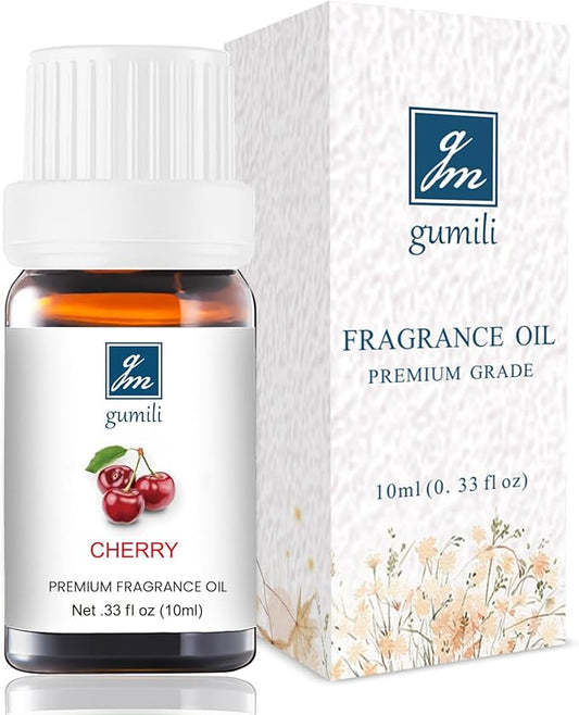 GM Gumili Cherry Essential Oil - Pure Organic Scent for Aromatherapy, Diffusers, Spray, Skin & Hair Care, Massage, DIY Candles & Soap, Perfume - Fruity Fragrance, 10mL