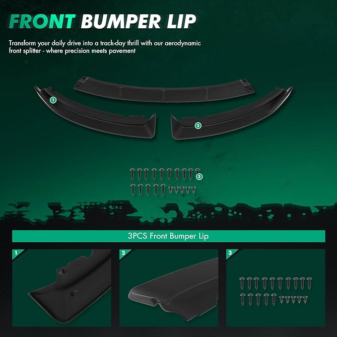 SCITOO Matte Black Front Bumper Lip Fits for 2013-2014 for Ford Focus ST PP Front Lip Spoiler
