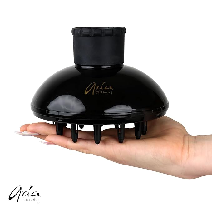 Aria Beauty Blow Dryer Diffuser - Attachment for Curly and Wavy Hair Types - Durable High-Temperature Resistant Plastic - Fits Most Blow Dryers - 1 pc