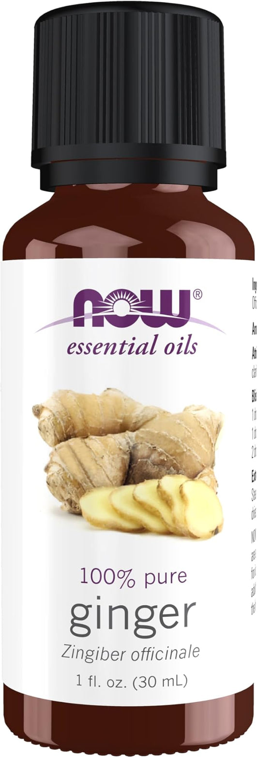 NOW Essential Oils, Ginger Oil, Spicy Aromatherapy Scent, Steam Distilled, 100% Pure, Vegan, Child Resistant Cap, 1-Ounce