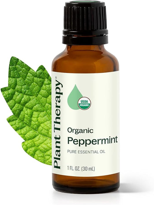 Plant Therapy Organic Peppermint Essential Oil 30 mL (1 oz) 100% Pure, Undiluted, USDA Certified Organic Aromatherapy, for Neck Tension and Muscle Discomfort