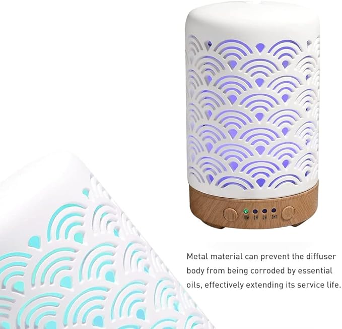 Essential Oil Diffuser White Ceramic Diffuser 100 ml Timers Night Lights and Auto Off Function Home Office Humidifier Aromatherapy Diffusers for Essential Oils