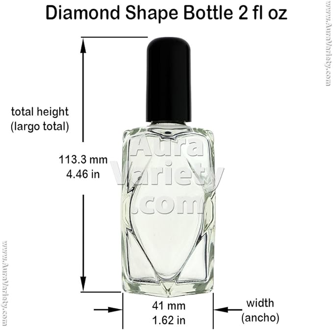 144-PIECE DIAMOND CUT 2 OZ 60ML EMPTY REFILLABLE CLEAR GLASS BOTTLES (Perfume, Essential Oils, Aromatherapy, Travel Kit)