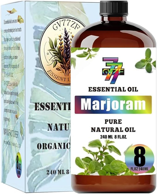 Marjoram Essential Oil - GV77ZF Marjoram Oils for Diffusers, Humidifiers, DIY Candles, Soap, Cleaning, Home, Office, Yoga, Massage, Gifts - 8 fl oz (240 ml)