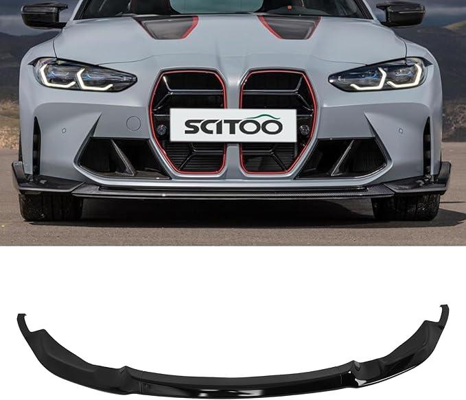SCITOO 3PCS Front Bumper Lip Compatible for 2015-2020 for BMW F80 M3 and F82/F83 M4 Front Lip Spoiler Glossy Black (PP) Plastic Air Dam