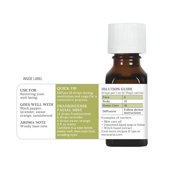 Aura Cacia Essential Oil, Meditative Frankincense, 0.5 Fluid Ounce, Packaging May Vary