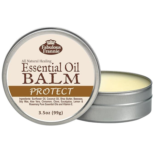Fabulous Frannie Protect Healing Balm Made with Pure Essential Oils and Sunflower Oil, Coconut Oil, Shea Butter, Beeswax, Soy Wax, Aloe Vera 3.5oz Tin