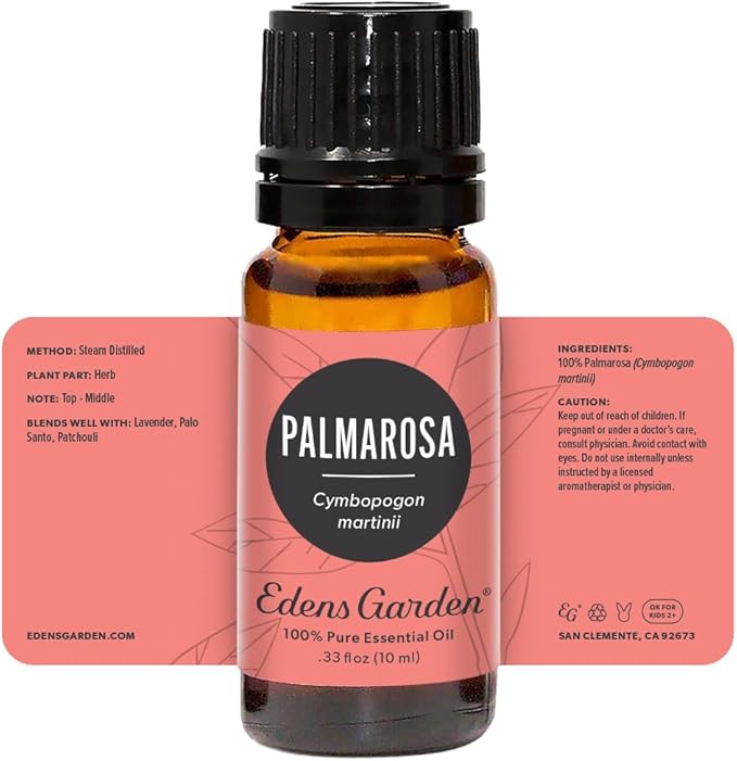 Edens Garden Palmarosa Essential Oil- 100% Pure Premium Grade, Undiluted, Natural, Therapeutic, Aromatherapy, The Best for Diffuser, Skin, Candle, Laundry 10 ml (.33 fl oz)