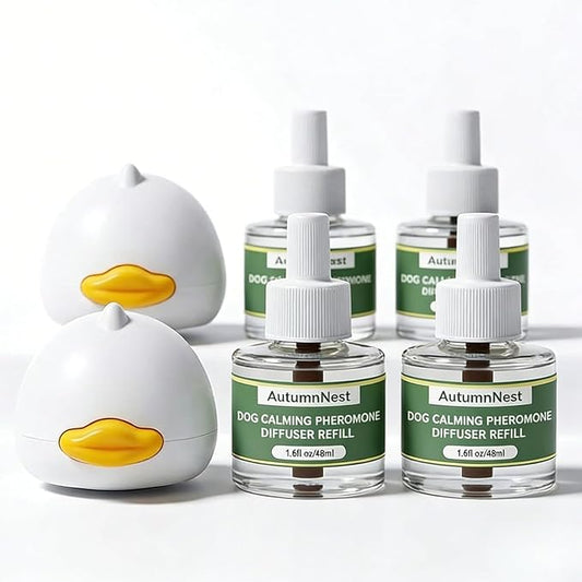 New Upgrade Dog Pheromone Calming Diffuser Kit, Calming Diffuser for Dog (2 Plug-Ins & 4 Refills) for Stress Support, Helps Reduce Barking & Aggression, 120-Day Supply (Non-Toxic, Safe & Inedible)