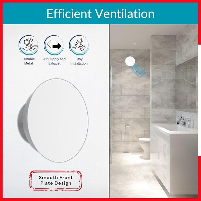 4 inch White Metal Diffuser - Adjustable Vent for Wall - Ceiling Duct Cover with Front Plate - Universal Valve for Exhaust an Supply Air - Round Ventilation Covers for Bathroom Kitchen Garage