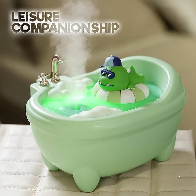 Cute Humidifier for Bedroom,Top Fill 0.34L Desk Mini Humidifier Aroma Diffuser,Cool Mist,20db Quiet,Easy Clean,Colorful Light, Auto Shut off,Small Humidifier for Baby Room,Plants,Home,Office (Green)
