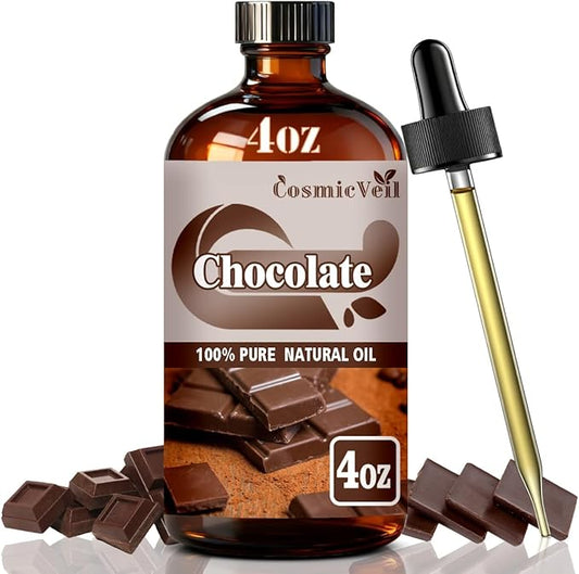 Chocolate Essential Oil for Aroma Diffuser,Humidifier,Home Fragrance,Cleaning,Body Care,Massage,Yoga,DIY Candle,DIY Soap CosmicVeil（Chocolate，4 Fl Oz (Pack of 1)）