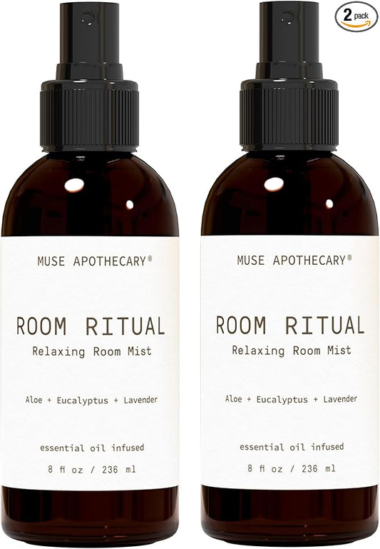 Muse Apothecary Room Ritual - Aromatic and Relaxing Room Mist, 8 oz, Infused with Natural Essential Oils - Aloe + Eucalyptus + Lavender, 2 Pack