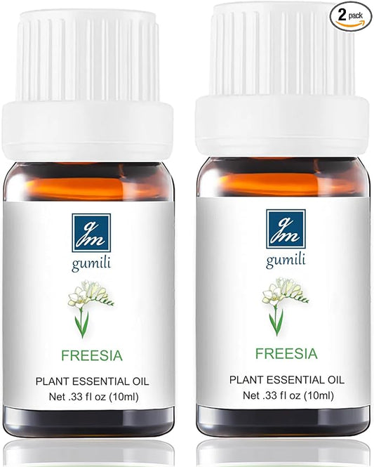 GM Gumili Freesia Essential Oil - Natural Perfume for Aromatherapy, Perfume Making, Candles, Soap, Room Spray, Diffuser Blends - Pure Fragrance, 10mL Undiluted - Pack of 2