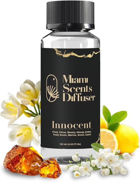 Innocent Petals Essential Oil Refill Luxury Hotel Inspired, Long Lasting Aroma for Home & Office Diffuser, 120ml Fresh Blend of Citrus, Woody, Amber, Fruity Green - Scent for Spa Wellness Aromatherapy
