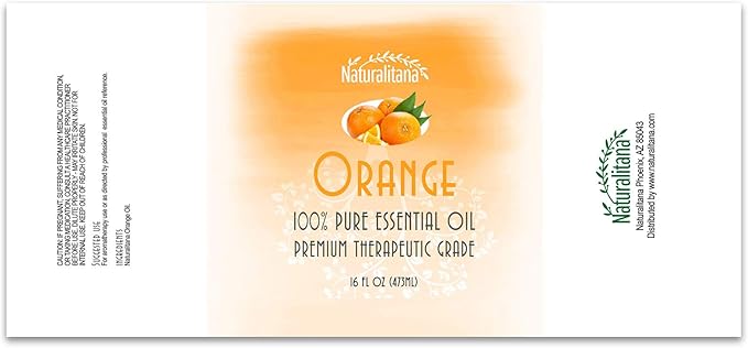 Naturalitana Sweet Orange Essential Oil (16oz Bulk) – Aromatherapy Sweet Orange for Diffuser, Soap, Bath Bombs & Candles – Therapeutic Grade Essential Oil