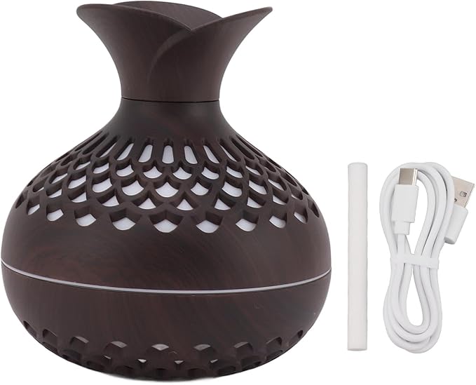 300ml Mini Humidifier,Low Noise Aroma Air Diffuser Humidifier with USB Design,Desktop Noiseless Air Purification Cool Mist Humidifier for Home car Bedroom Office(Dark Brown)