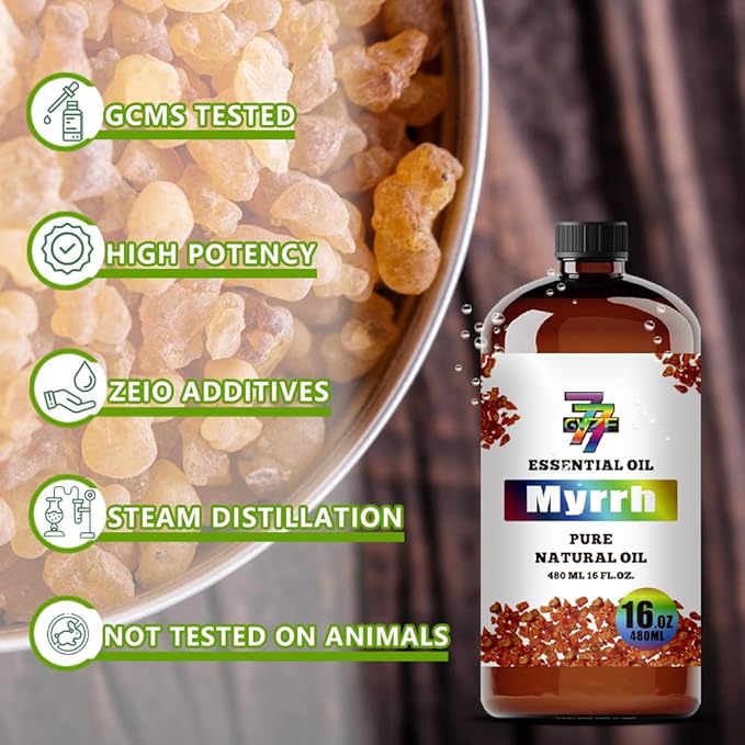Myrrh Essential Oil - GV77ZF Myrrh Oils for Diffusers, Humidifiers, DIY Candles, Soap, Cleaning, Home, Office, Yoga, Massage, Gifts - 16 fl oz (480 ml)