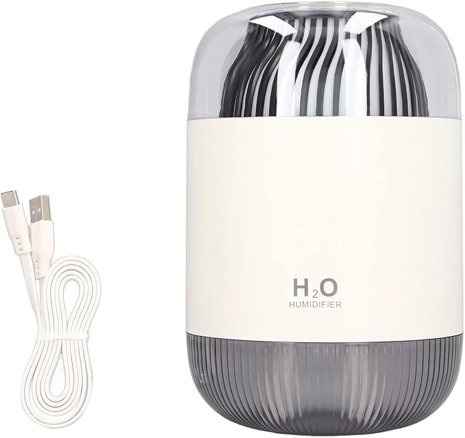 1000ml Mini Humidifier,Low Noise Aroma Air Diffuser Humidifier with Double Spray Night Light USB Design,Desktop Mute Air Purification Cool Mist Humidifier for Home Bedroom Office(White)