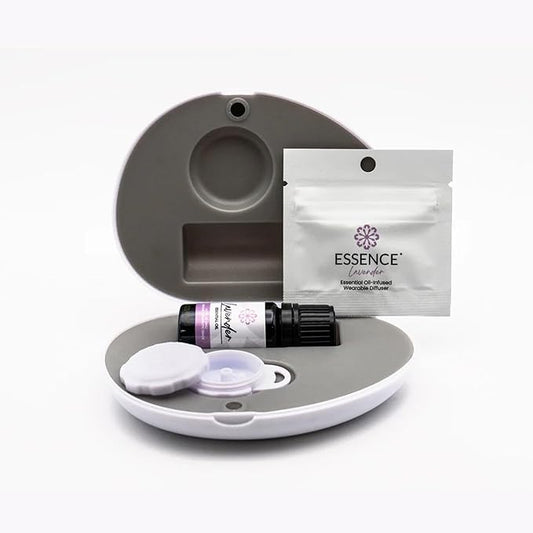Essence Pearl Travel Case | Lavender Essential Oil | Aromatherapy Nasal Diffuser & Essential Oil Carrying Case | Calming Lavender Oil Scent | Travel-Friendly Kit | White Pod