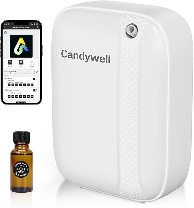 Waterless Essential Oil Diffuser for Home & Office, Cold Air Diffuser for Large Home, 3000 Sq Ft Coverage, Wall-Mounted, Smart APP Control, Pet & Kid Friendly, 13.5 Fl Oz Large Capacity