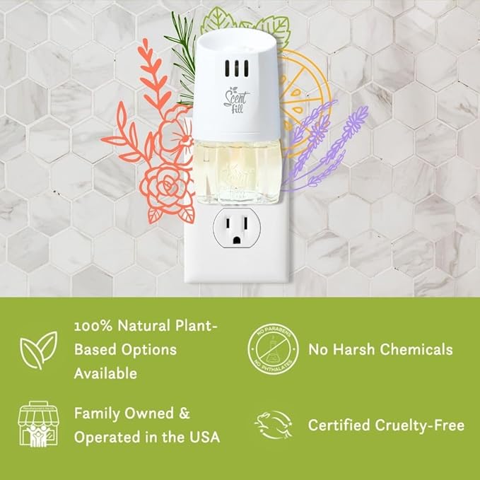 Scent Fill 100% Natural Lavender Vanilla Plug in Air Freshener, Scented Oil Refills, 3 Refills