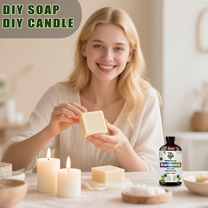 Gardenia Essential Oil - GV77ZF Gardenia Oils for Diffusers, Humidifiers, DIY Candles, Soap, Cleaning, Home, Office, Yoga, Massage, Gifts - 4 fl oz (120 ml)