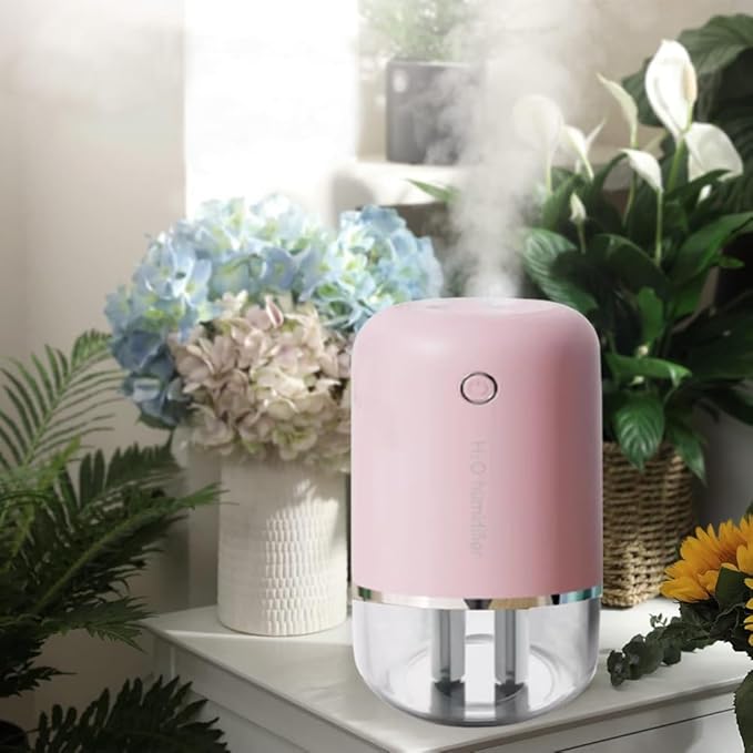 Cool Mist Humidifiers USB Desktop Humidifier with Night Light with 3 Mist Modes Low Energy Home Easy to Clean,for & Essential Oil Diffuser 360 Rotation Nozzle(Sakura Powder)