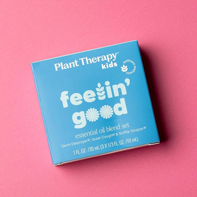 Plant Therapy Kids Feelin' Good Essential Oil Blend Set, Includes: Germ Destroyer, Quiet Cough, Sniffle Stopper 100% Pure, Undiluted, Natural Aromatherapy 10 mL (1/3 oz)