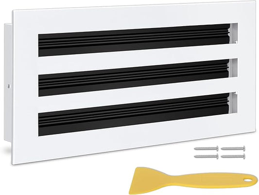 14x6 Modern AC Vent Cover, Decorative White Air Vent (Duct Opening Cutout), All Aluminium Standard Linear Slot Diffuser, Low Noise - Register Grille for Ceiling, Walls & Floors