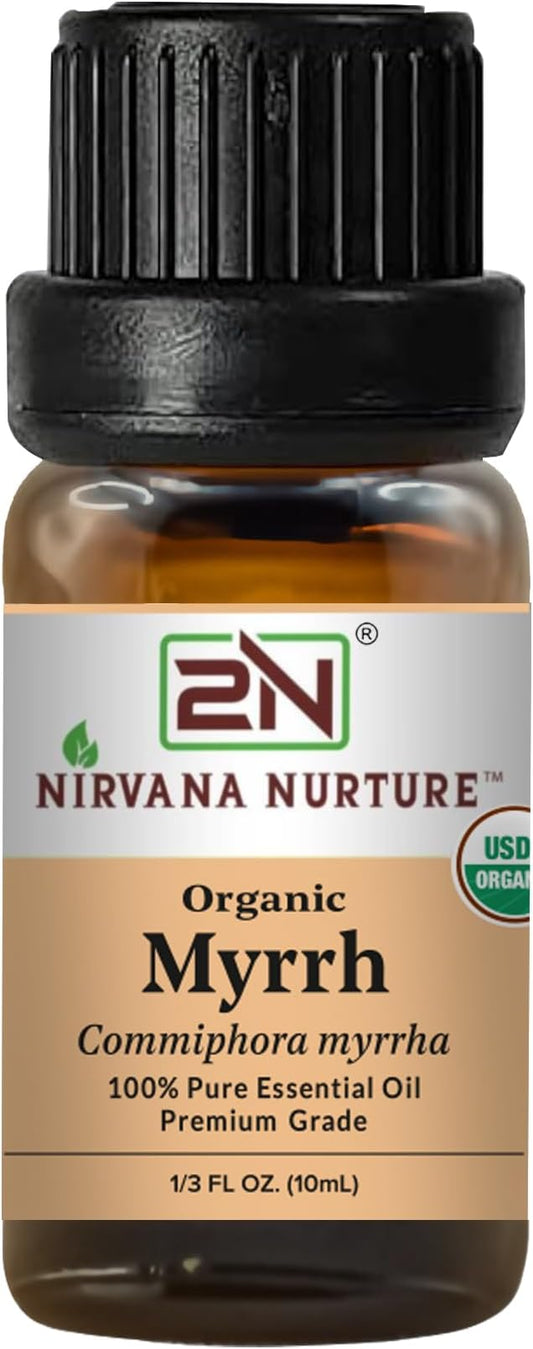Myrrh Essential Oil, USDA Certified Organic, 100% Pure Undiluted, Aromatherapy Oil for Diffuser, Hair & Skin Care