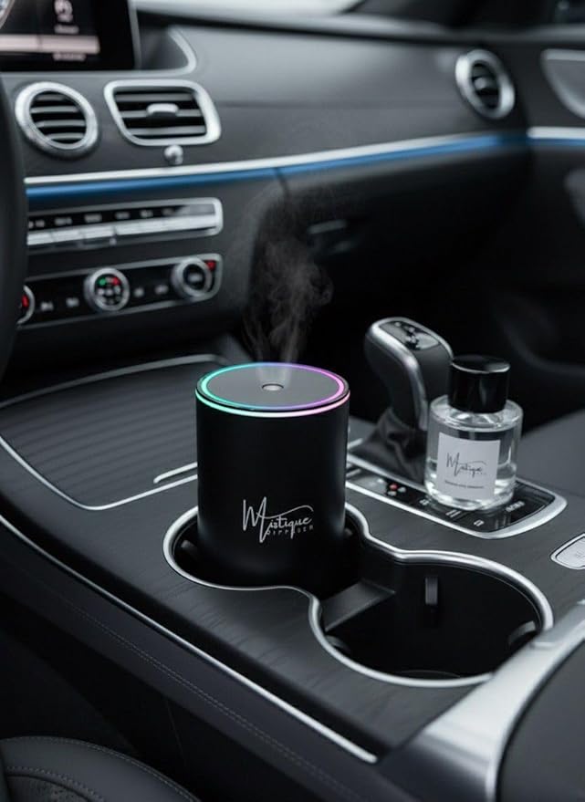 Mistique Smart Portable Waterless Car and Home Fragrance Oil Diffuser with LED Ceiling Lighting - Essential Oil Diffuser, Car Air Freshener & Single Room Home air Freshner JK-577 Fragrance