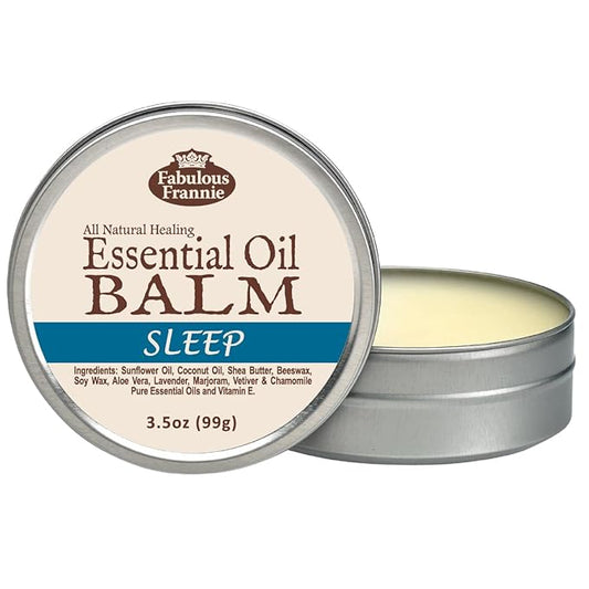 Fabulous Frannie Sleep All Natural Essential Oil Healing Balm made with Sunflower Oil, Coconut Oil, Shea Butter, Beeswax, Soy Wax, Aloe Vera and Pure Essential Oils 3.5oz Tin