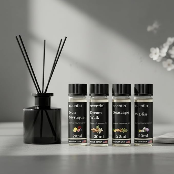 Scentia Luxury Diffuser Essential Oils Set – 5x20ml Discovery Collection, Miami One (Inspired by 1 Hotel Miami, Formerly My Way) Coastal (Formerly Cabana) & White Tea Spa Fragrance