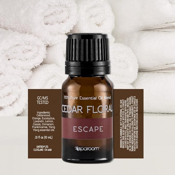 SpaRoom Aromatherapy 100% Pure Undiluted Essential Oil, Escape Cedar Floral Blend, 10 mL