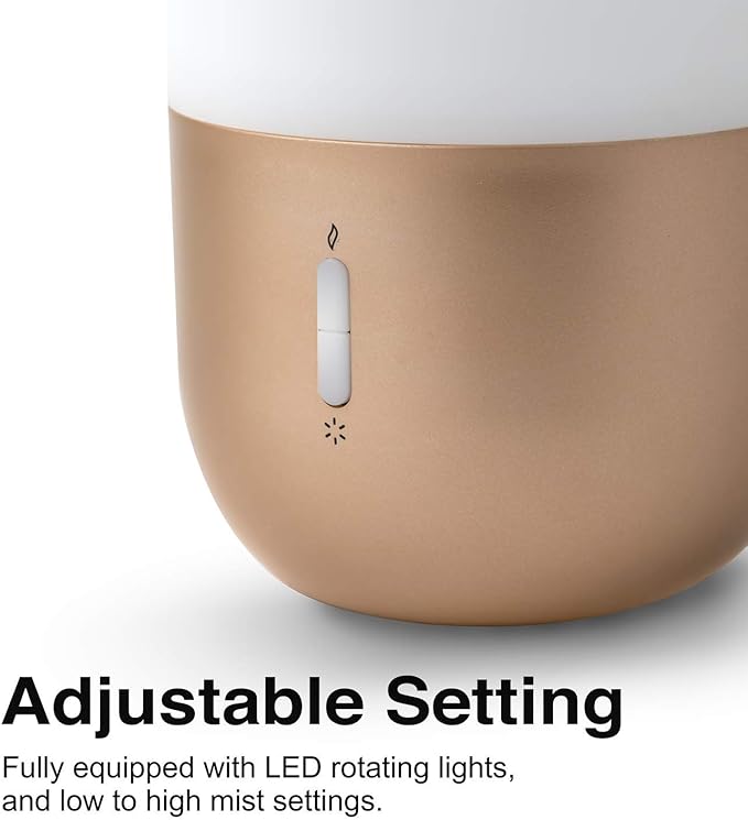 Diffuser for Essential Oils - Ultrasonic Aroma Diffuser with 2 in 1 100ml and 500ml Dual Capacity, Matte Gold