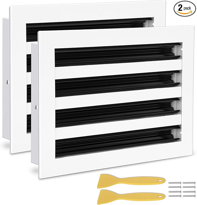 12x8 Modern AC Vent Cover 2Pack, Decorative White Air Vent (Duct Opening Cutout), All Aluminium Standard Linear Slot Diffuser, Low Noise - Register Grille for Ceiling, Walls & Floors
