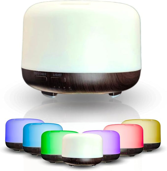Mystic Romance Essential Oil Diffuser, 300ml Aromatherapy Humidifer and Nigth Ligth for Relaxing Atmosphere in Home Office Yoga and Spa, for Everyone, Auto-Off Safety Switch. Dark Wood
