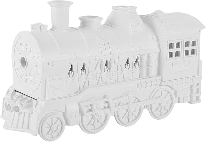 Train Humidifier, 300ml Cool Mist Essential Oil Diffuser with Dual Spray Modes 2 Colors Light 8H Timer, for Bedroom Office Desktop (White)