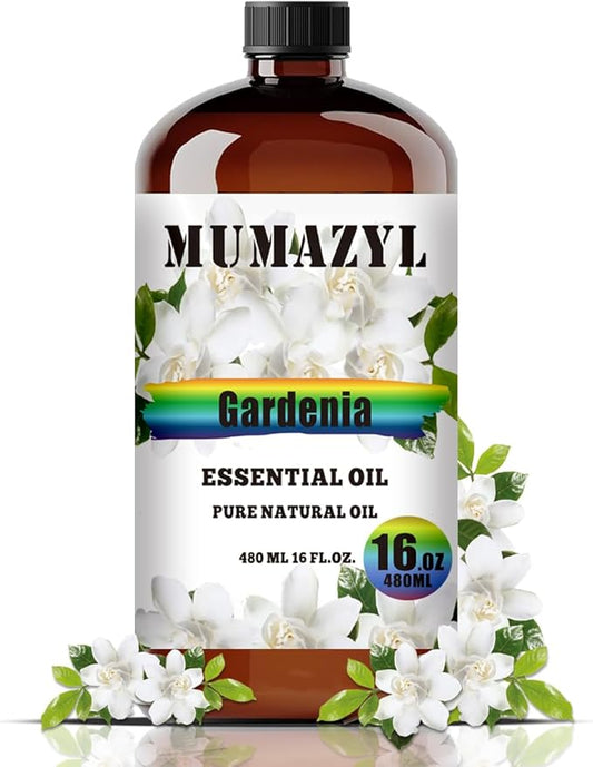 Gardenia Essential Oil, Gardenia Oil 16 Fl Oz 480ML for Diffuser Humidifier Yoga Cleaning DIY Candle Soap Making MUMAZYL Essential Oils