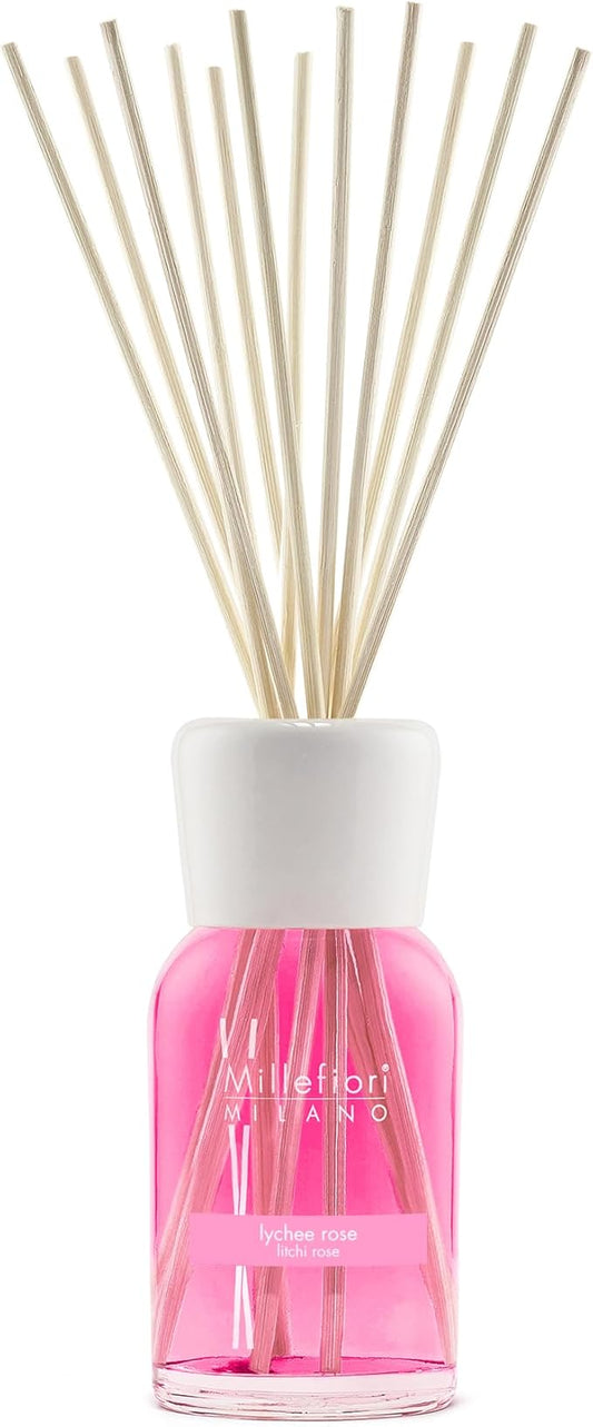 Millefiori Milano Fragrance Diffuser Sticks Lychee Rose, Capacity 500 ml, Top Notes: Szechuan Pepper, Lychee, 7DIRO