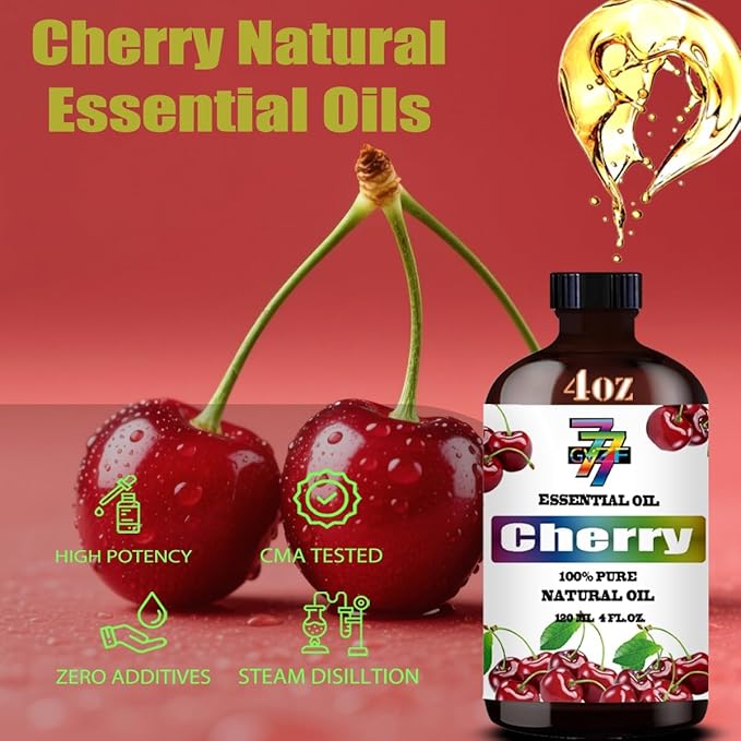 Cherry Essential Oil - GV77ZF Cherry Oils for Diffusers, Humidifiers, DIY Candles, Soap, Cleaning, Home, Office, Yoga, Massage, Gifts - 4 fl oz (120 ml)