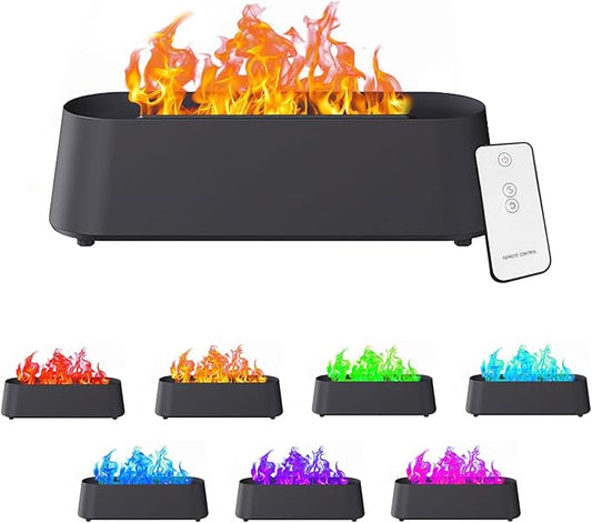 Flame Diffuser Humidifier, 7 Color Flame Air Diffuser Humidifier 300ml Oil Diffuser Flame for Home, Office, Timer and Waterless Auto Off