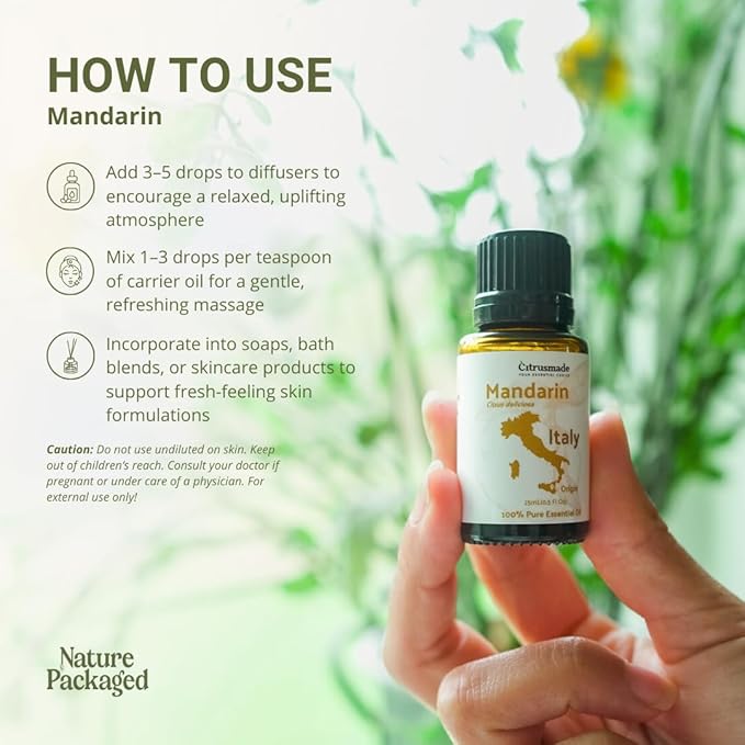 Pure Mandarin Essential Oils - Direct from Citrusmade Italy for Diffusers, Aromatherapy, Home Fragrance & Bath - Natural Aceite de Mandarina for Massage (22lbs)