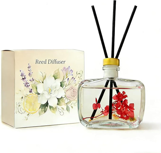 Reed Diffuser, Lavender Scented No Flame Air Freshener for Home, 100ml Long-Lasting Essential Oil Diffuser with Natural Reed Sticks Rose, Safe for Bedroom, Office, Bathroom