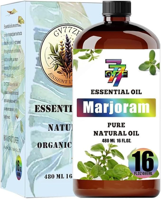 Marjoram Essential Oil - GV77ZF Marjoram Oils for Diffusers, Humidifiers, DIY Candles, Soap, Cleaning, Home, Office, Yoga, Massage, Gifts - 16 fl oz (480 ml)