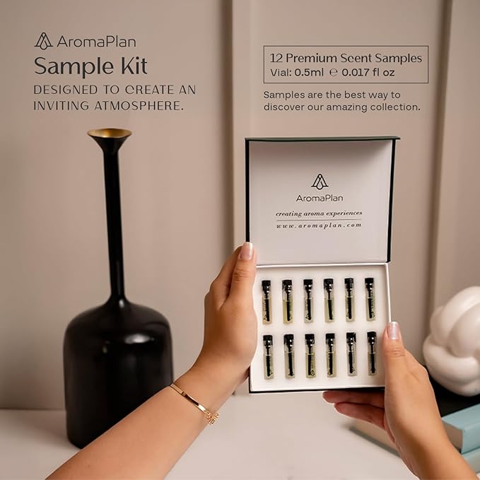 Aromaplan Sample Set, Top Picks Set Collection Exclusively for Smelling, NOT Machine USE - 12 Premium Scent Samples- Discover Our Top Picks Scent Fragrances - USA Fragrance (12 Samples Kit)